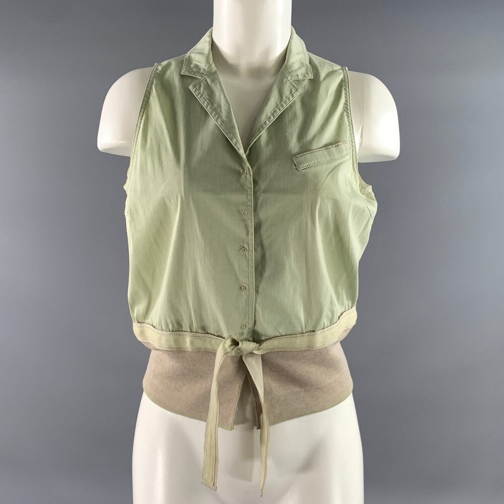 BRUNELLO CUCINELLI Size S Tan Mint Cotton Polyamide Sleeveless Casual Top